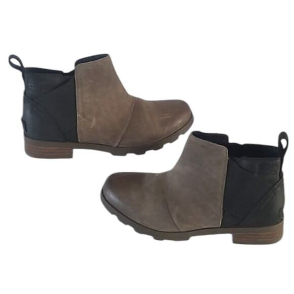 Sorel WMS SZ 7.5 Chelsea Boots Gray Black Ankle Booties SMALL FLAW Waterproof - Picture 1 of 10